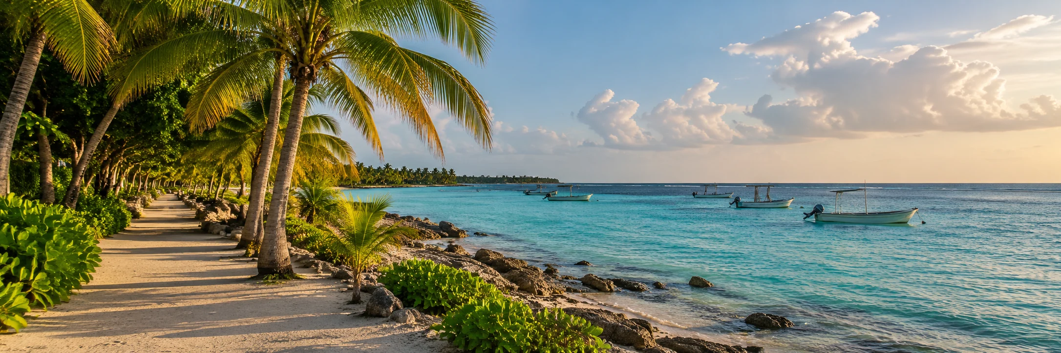 Panorama editorial del litoral caribeño con embarcaciones pequeñas